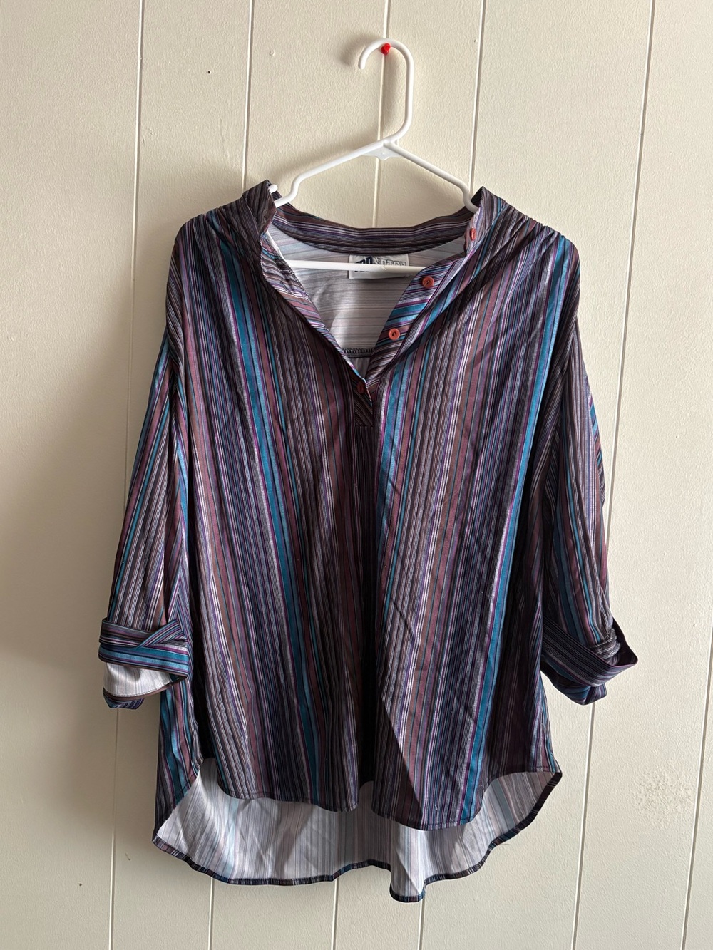 Top Notch Striped Button-Front Tunic